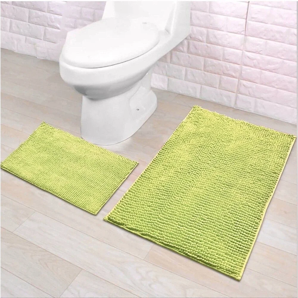 Set of 2 Chenille Bath Mats Non-Slip Microfiber Floor Mat 20
